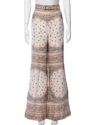Pre-owned Zimmermann Linen Wide Leg Pants In Neutrals