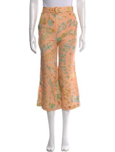 Pre-owned Zimmermann Linen Wide Leg Pants In Orange