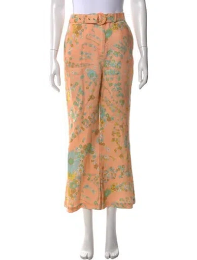 Pre-owned Zimmermann Linen Wide Leg Pants In Orange