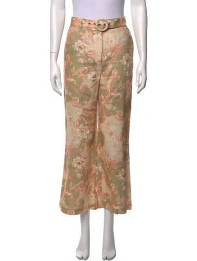 Pre-owned Zimmermann Linen Wide Leg Pants In Orange