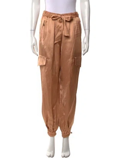 Pre-owned Zimmermann Linen Wide Leg Pants In Orange