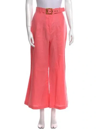 Pre-owned Zimmermann Linen Wide Leg Pants In Pink