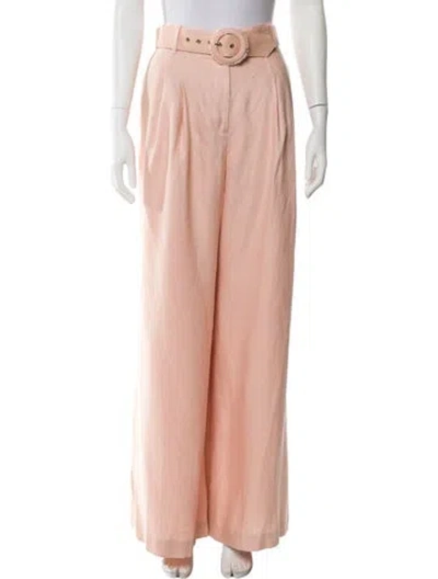 Pre-owned Zimmermann Linen Wide Leg Pants In Pink