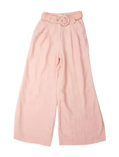 Pre-owned Zimmermann Linen Wide Leg Pants In Pink