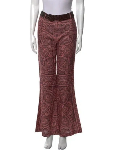 Pre-owned Zimmermann Linen Wide Leg Pants In Pink