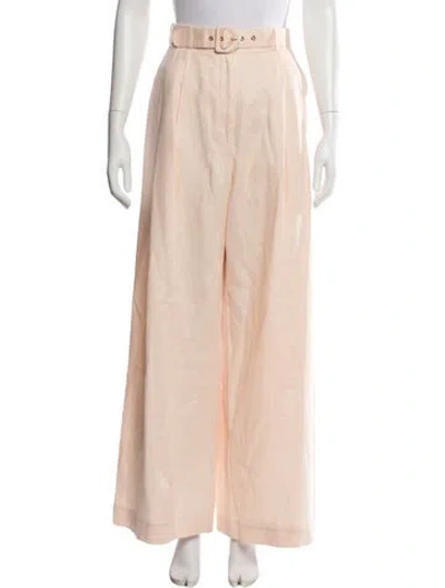 Pre-owned Zimmermann Linen Wide Leg Pants In Pink
