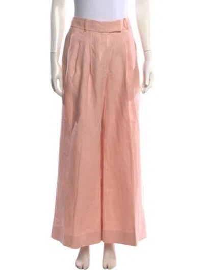 Pre-owned Zimmermann Linen Wide Leg Pants In Pink
