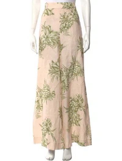 Pre-owned Zimmermann Linen Wide Leg Pants In Pink