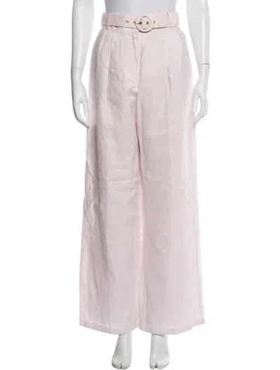Pre-owned Zimmermann Linen Wide Leg Pants In Pink