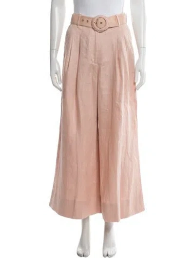 Pre-owned Zimmermann Linen Wide Leg Pants In Pink