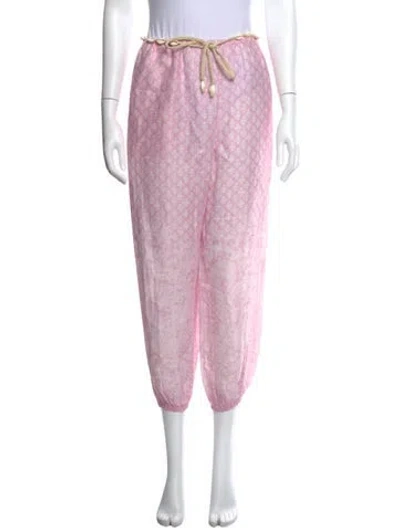 Pre-owned Zimmermann Linen Wide Leg Pants In Pink