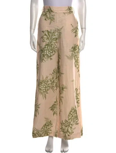 Pre-owned Zimmermann Linen Wide Leg Pants In Pink