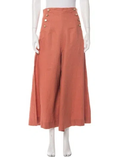 Pre-owned Zimmermann Linen Wide Leg Pants In Pink