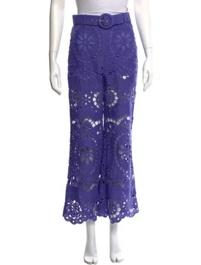 Pre-owned Zimmermann Linen Wide Leg Pants In Purple