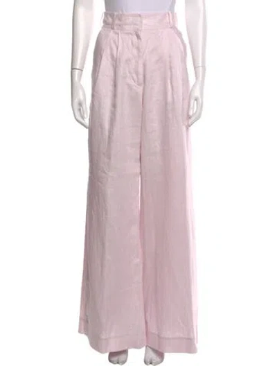 Pre-owned Zimmermann Linen Wide Leg Pants In Purple