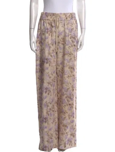 Pre-owned Zimmermann Linen Wide Leg Pants In Purple