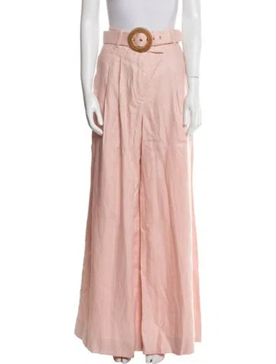 Pre-owned Zimmermann Linen Wide Leg Pants W/ Tags In Pink