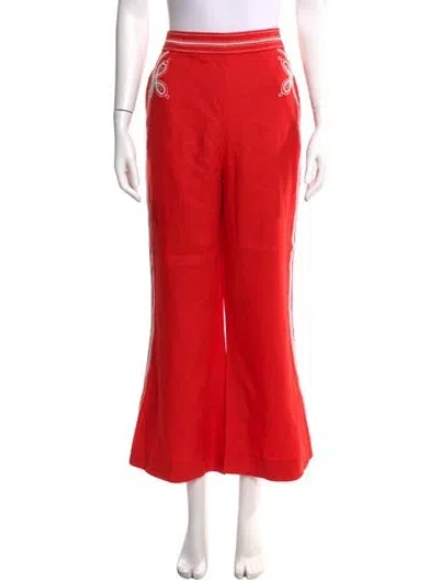 Pre-owned Zimmermann Linen Wide Leg Pants W/ Tags In Red