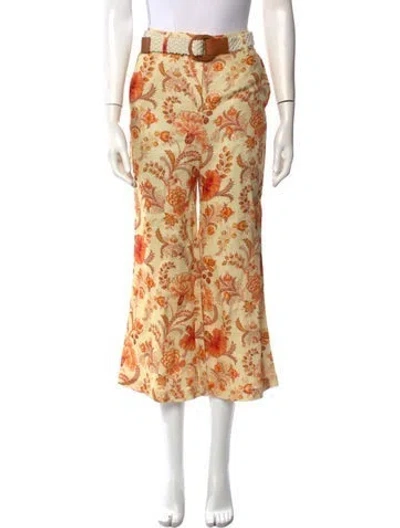 Pre-owned Zimmermann Linen Wide Leg Pants W/ Tags In Yellow