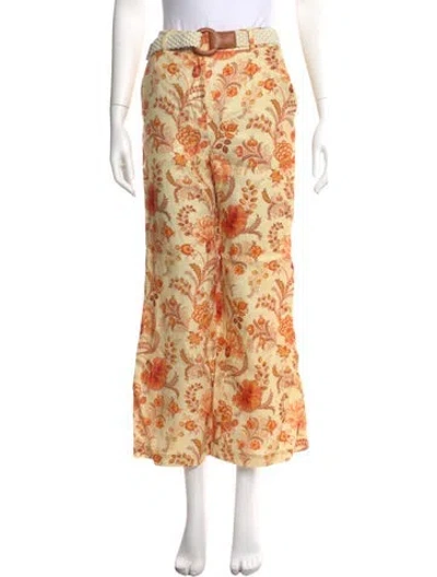 Pre-owned Zimmermann Linen Wide Leg Pants W/ Tags In Yellow