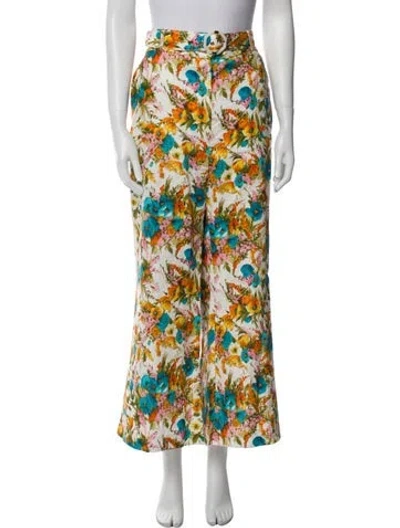 Pre-owned Zimmermann Linen Wide Leg Pants In White