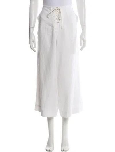 Pre-owned Zimmermann Linen Wide Leg Pants In White