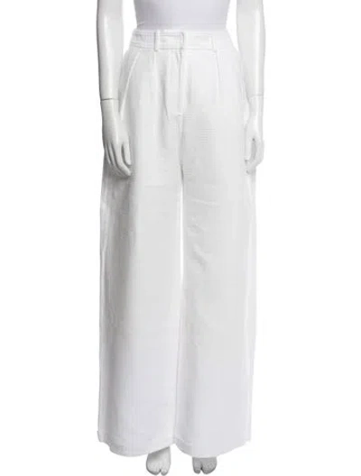 Pre-owned Zimmermann Linen Wide Leg Pants In White