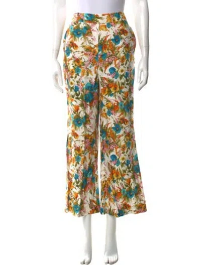 Pre-owned Zimmermann Linen Wide Leg Pants In White