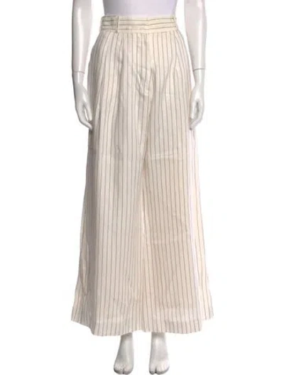 Pre-owned Zimmermann Linen Wide Leg Pants In White