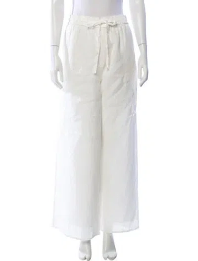 Pre-owned Zimmermann Linen Wide Leg Pants In White