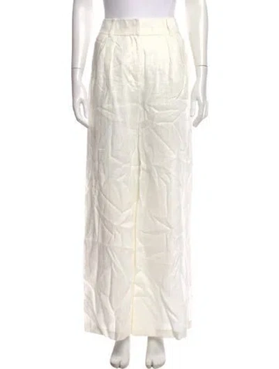 Pre-owned Zimmermann Linen Wide Leg Pants In White