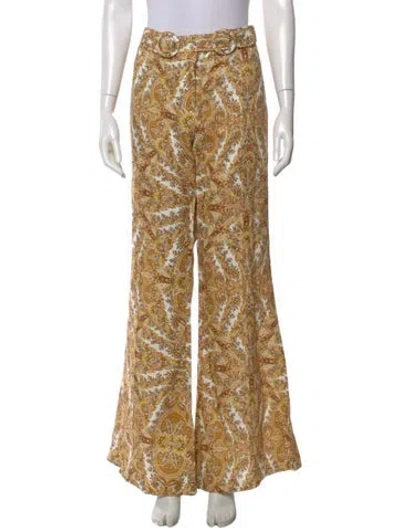 Pre-owned Zimmermann Linen Wide Leg Pants In White