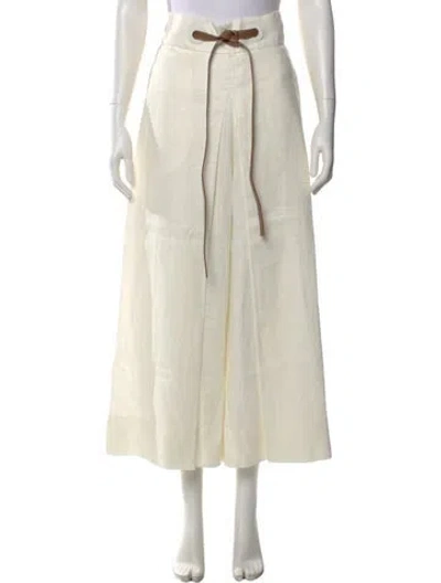 Pre-owned Zimmermann Linen Wide Leg Pants In White