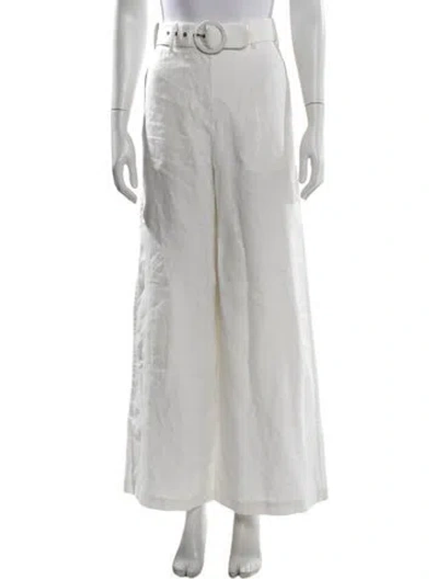 Pre-owned Zimmermann Linen Wide Leg Pants In White