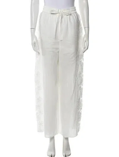 Pre-owned Zimmermann Linen Wide Leg Pants In White