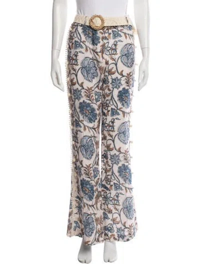 Pre-owned Zimmermann Linen Wide Leg Pants In White