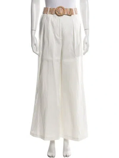 Pre-owned Zimmermann Linen Wide Leg Pants In White