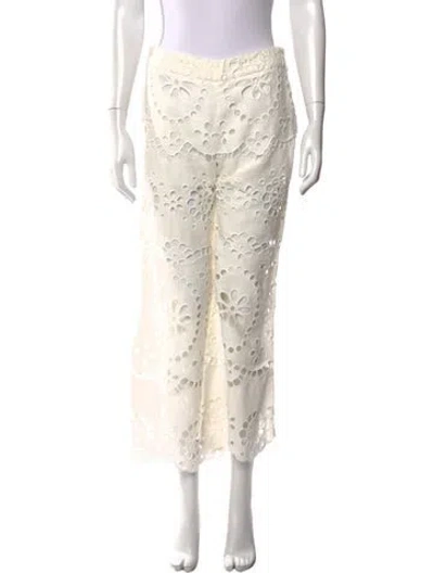 Pre-owned Zimmermann Linen Wide Leg Pants In White