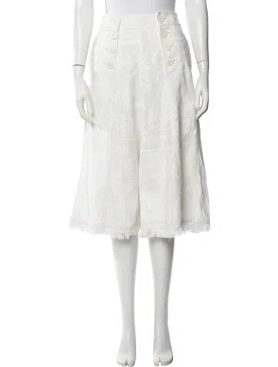 Pre-owned Zimmermann Linen Wide Leg Pants In White