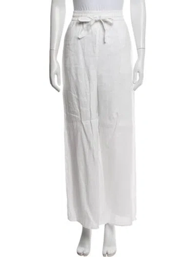 Pre-owned Zimmermann Linen Wide Leg Pants In White