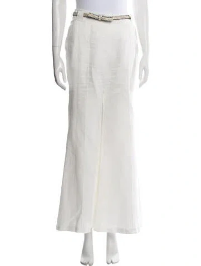 Pre-owned Zimmermann Linen Wide Leg Pants In White