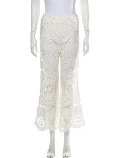 Pre-owned Zimmermann Linen Wide Leg Pants In White