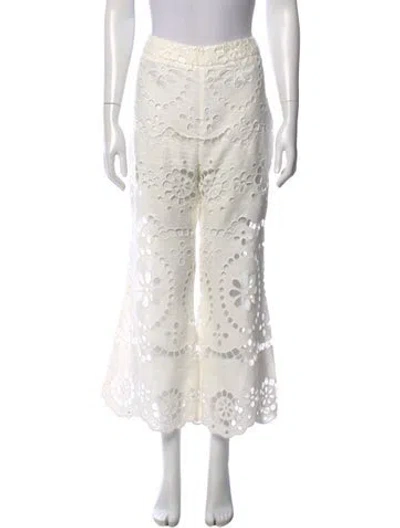 Pre-owned Zimmermann Linen Wide Leg Pants In White