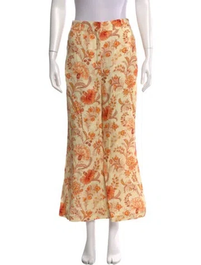 Pre-owned Zimmermann Linen Wide Leg Pants In Yellow