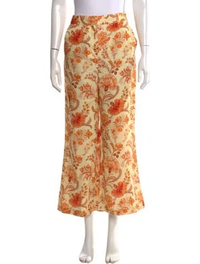 Pre-owned Zimmermann Linen Wide Leg Pants In Yellow