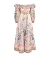Zimmermann Wylie Off-the-shoulder Belted Floral-print Linen Midi Dress