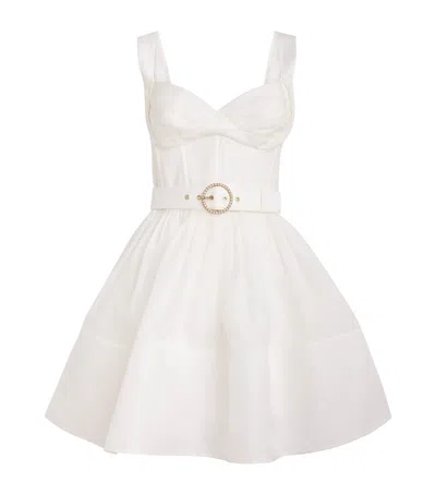 Zimmermann Linen-silk Belted Mini Dress In White
