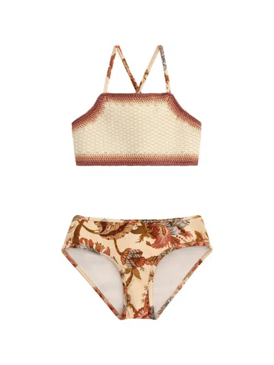 Zimmermann Kids' Little Girl's & Girl's Aster Crochet Bikini In Multi