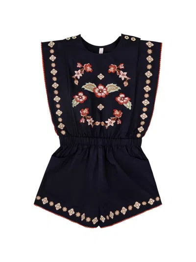 Zimmermann Kids' Little Girl's & Girl's Aster Embroidered Playsuit In Blue