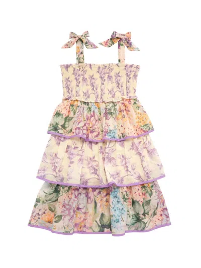 Zimmermann Little Girl's & Girl's Halliday Floral Tiered Dress In Spliced
